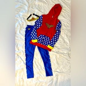 Women’s Wonder Woman Halloween Costume Hoodie, Leggings, and Tiara | Size M